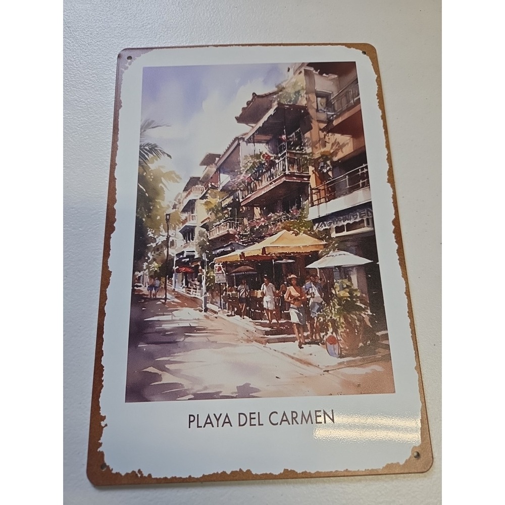 Playa Del Carmen Mexico 8x12 Vintage Style Metal Sign Beach Travel Wall Plaque
